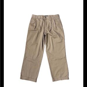 Dockers Pleated Gabardine Relaxed Fit Cuffed Leg Hem Men Size 36x29 Khaki Chinos